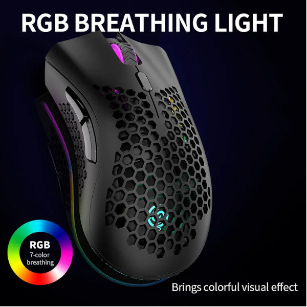 2.4Ghz Wireless Gaming Mouse Rechargeable With Rgb Light Effect 3 Dpi Hollowed Out Honeycomb Mice For Pc
