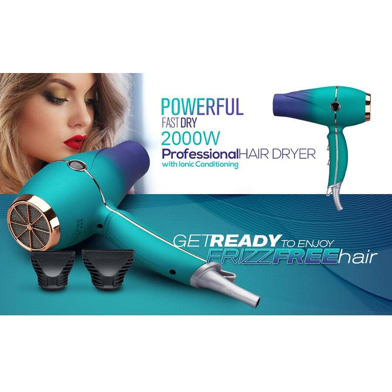 2000W Hair Dryer Salon Negative Ionic Blow Diffuser Nozzle Speed 3 Heat Settings