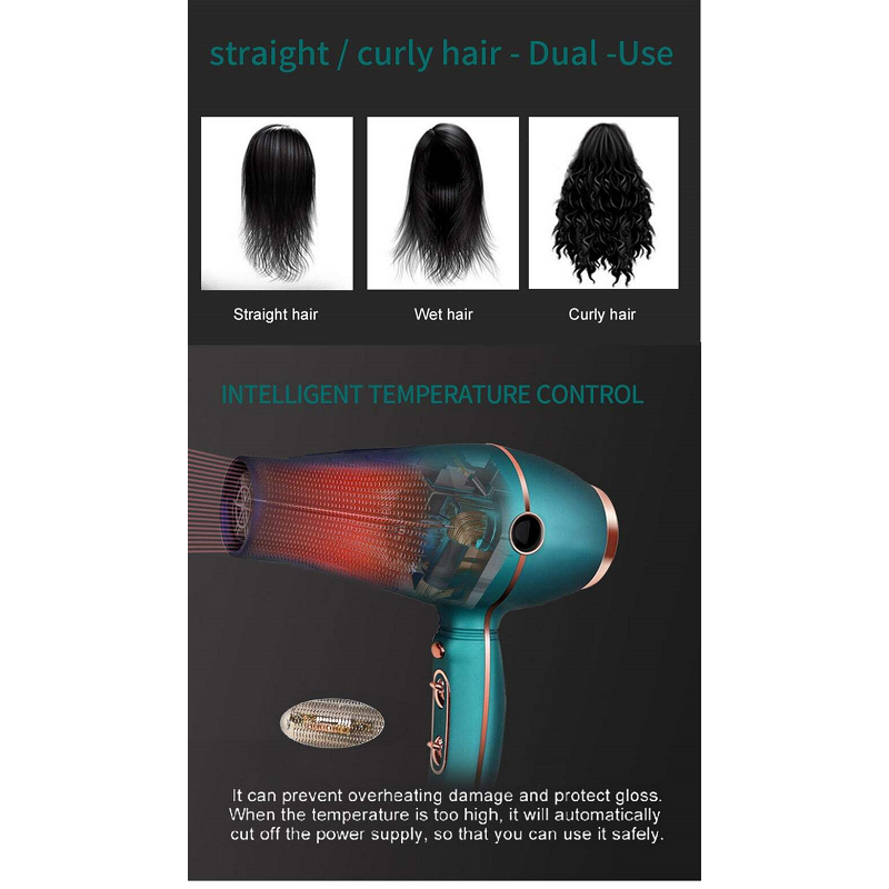 2000W Hair Dryer Salon Negative Ionic Blow Diffuser Nozzle Speed 3 Heat Settings
