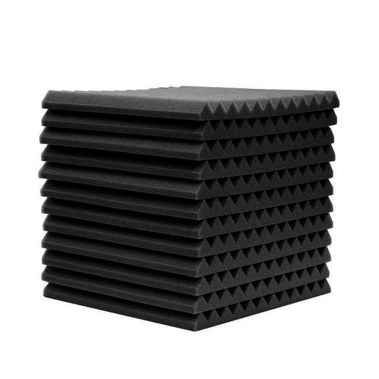 12Pcs Black Acoustic Foam Soundproof Studio Absorbing Panels 30X30x2.5Cm