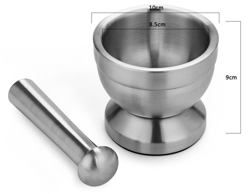 Stainless Steel Mortar Pestle Manual Herb Grinder Kitchen Utensil
