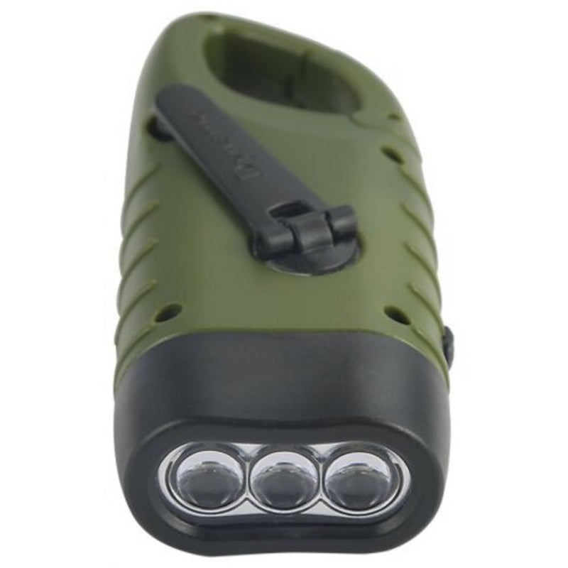 Rechargeable Led Flashlight Hand Crank Dynamo Solar Powered Torch Outdoor Jungle Green
