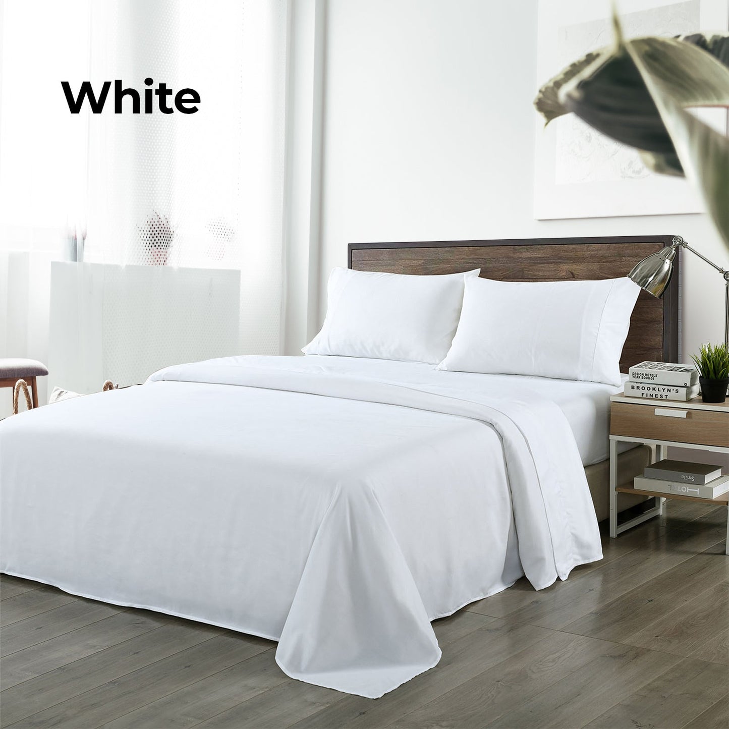 Royal Comfort Blended Bamboo Sheet Set White King Size