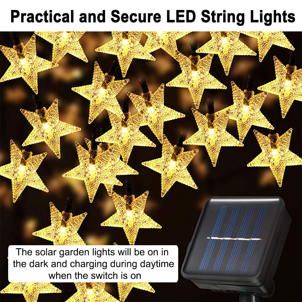 Solar Led Star String Lights Outdoor Garden Decorative