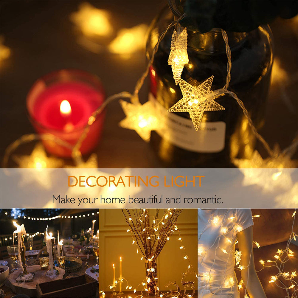Solar Led Star String Lights Outdoor Garden Decorative