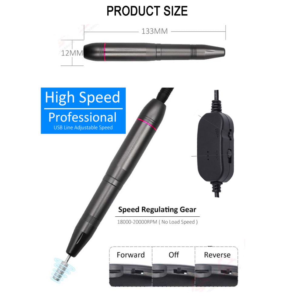 Usb Electric Nail File Acrylic Manicure Drilling Kit