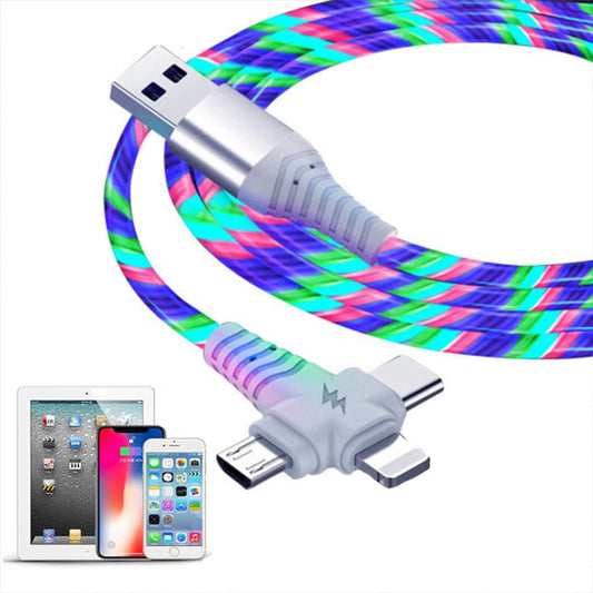 3-In-1 Led Light Flowing Luminous Replacement Charging Cable