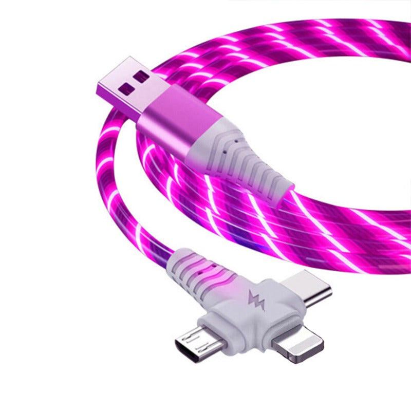 3-In-1 Led Light Flowing Luminous Replacement Charging Cable