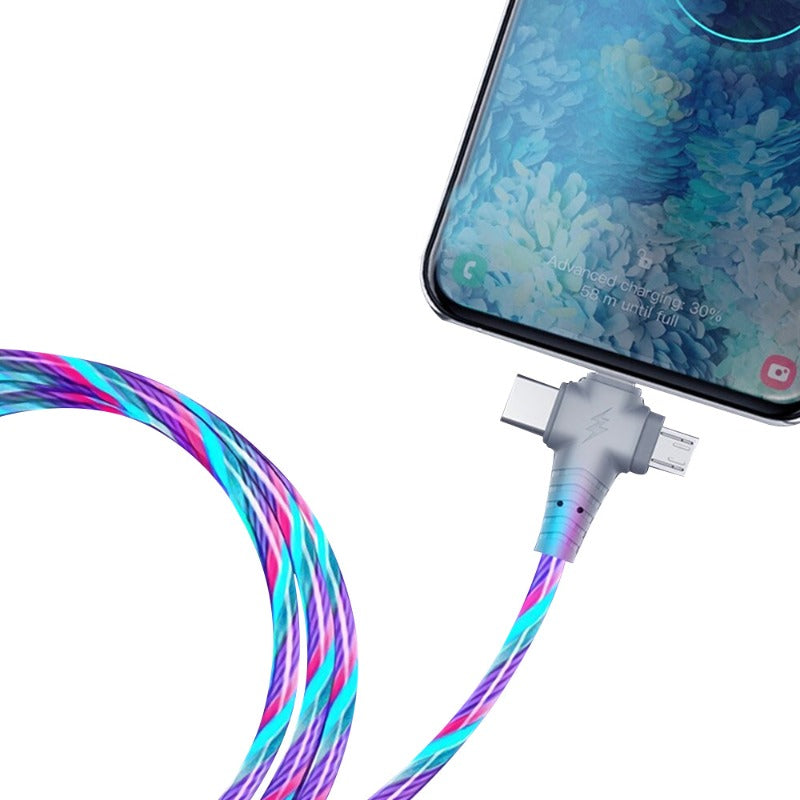 3-In-1 Led Light Flowing Luminous Replacement Charging Cable