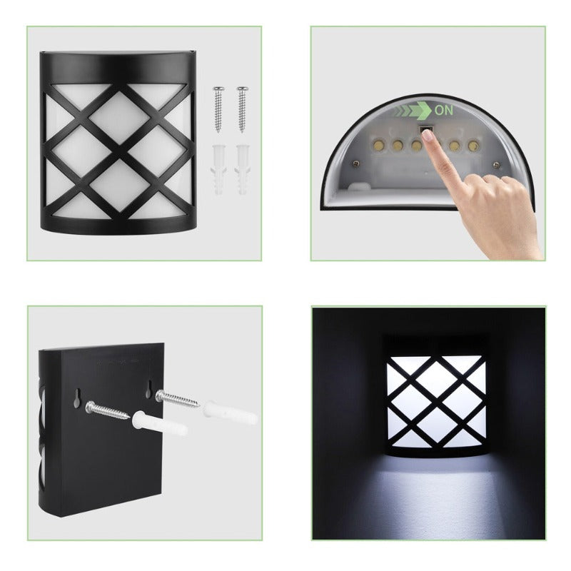 1 Sets of Hod Health & Home 1 Sets Of Solar Powered Outdoor Wall Light Fence Decorative Lamp Garden Step