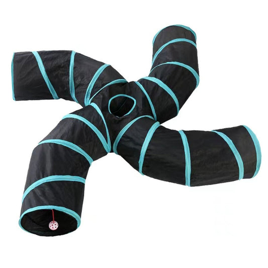 Foldable Pet Cat Exercise 4-Way Tunnel Play Toy