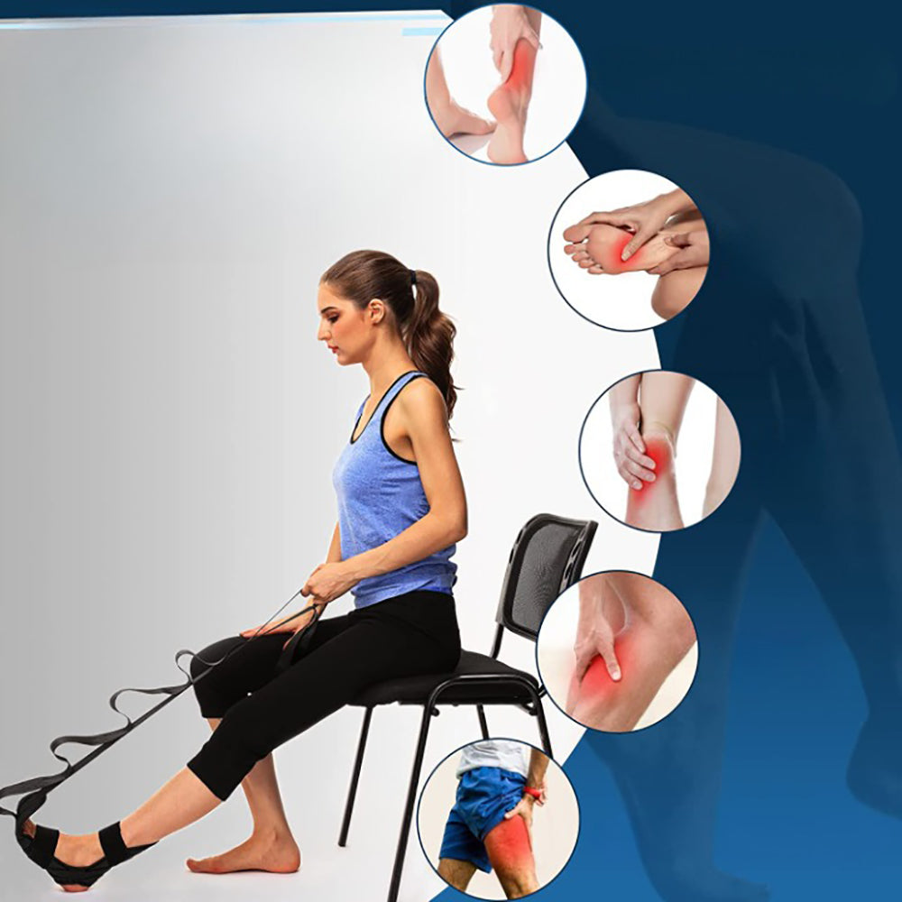 Foot Leg Stretcher Belt Strap Yoga For Plantar Fasciitis Heel Drop Achilles Tendonitis & Hamstring