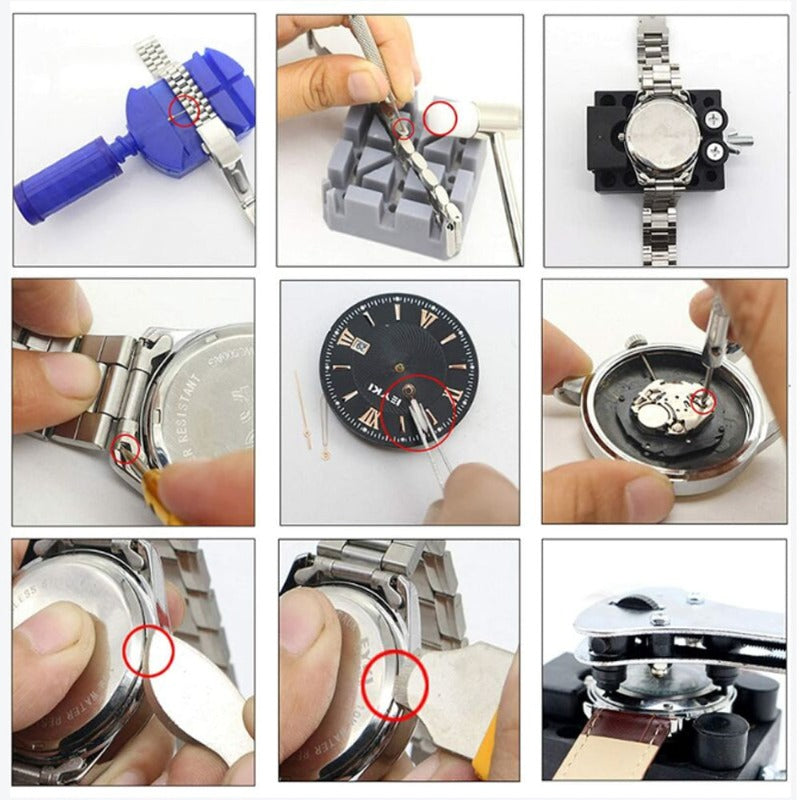 147Pcs Watch Repair Tool Kit Watchmaker Back Case Opener Spring Pin Bars Remover
