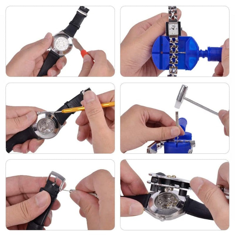 147Pcs Watch Repair Tool Kit Watchmaker Back Case Opener Spring Pin Bars Remover