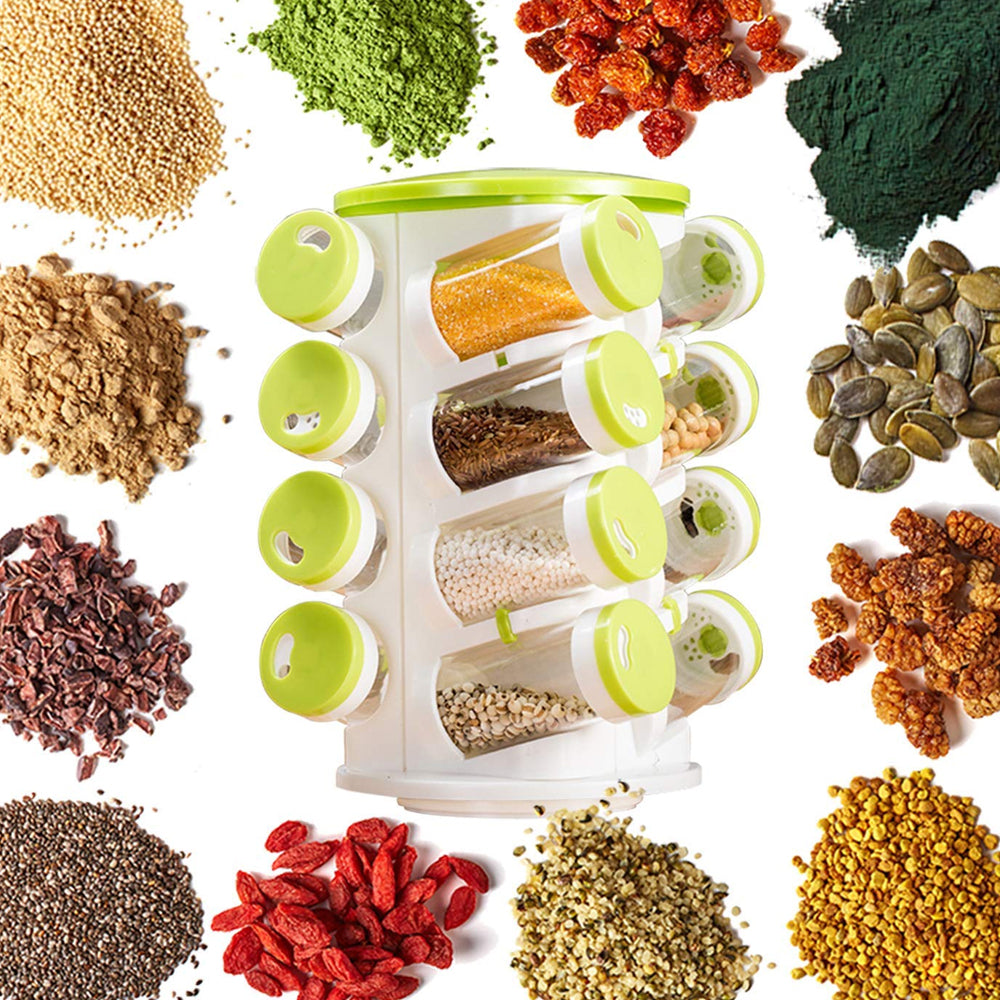 Revolving Transparent Spice Rack Rotating Kitchen Organiser