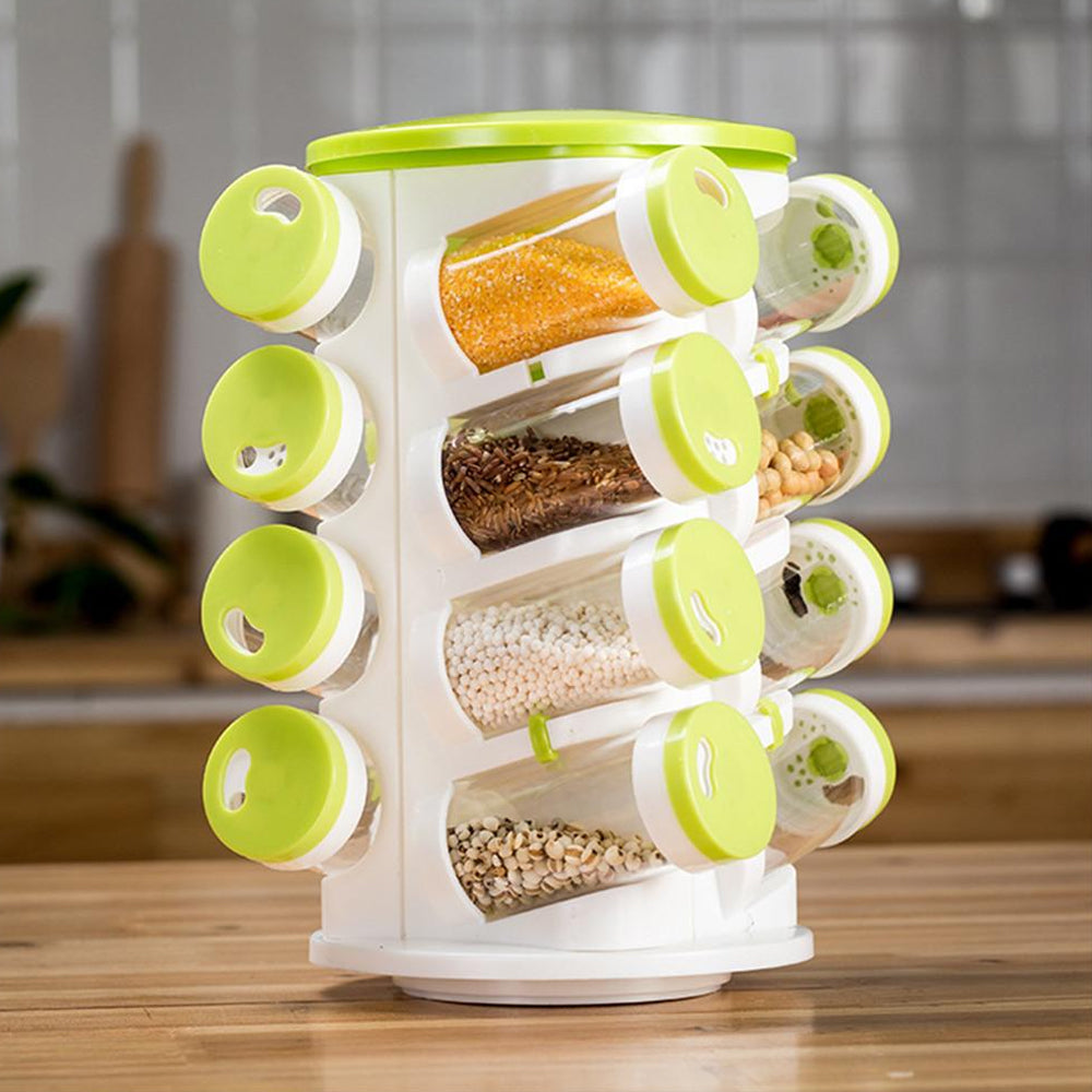 Revolving Transparent Spice Rack Rotating Kitchen Organiser