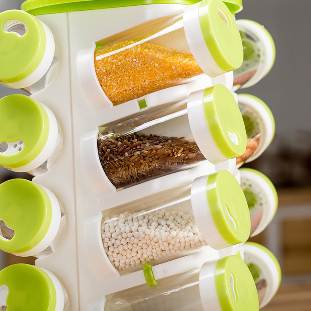 Revolving Transparent Spice Rack Rotating Kitchen Organiser