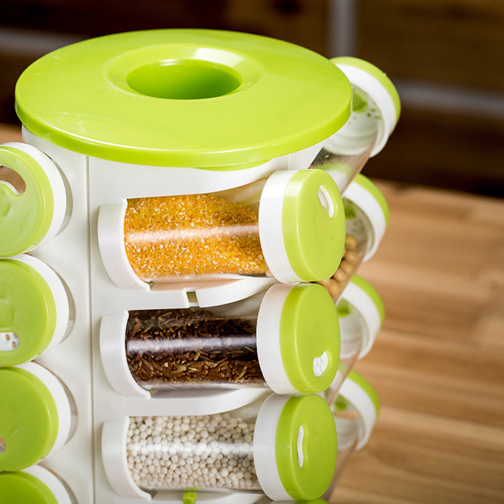 Revolving Transparent Spice Rack Rotating Kitchen Organiser