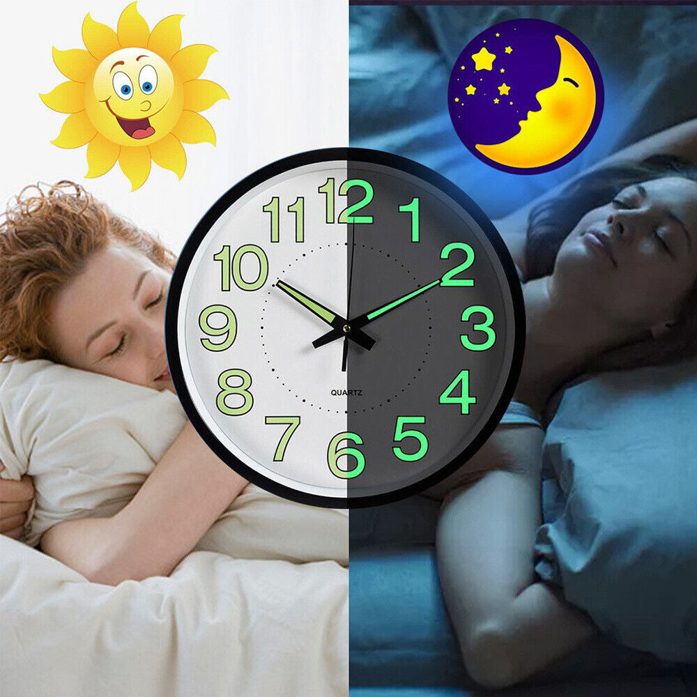 30Cm Glow In The Dark Luminous Wall Clock Home Decor