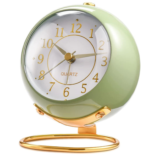 Silent Metal Non-Ticking Bedside Desk Clock Bedroom Decor