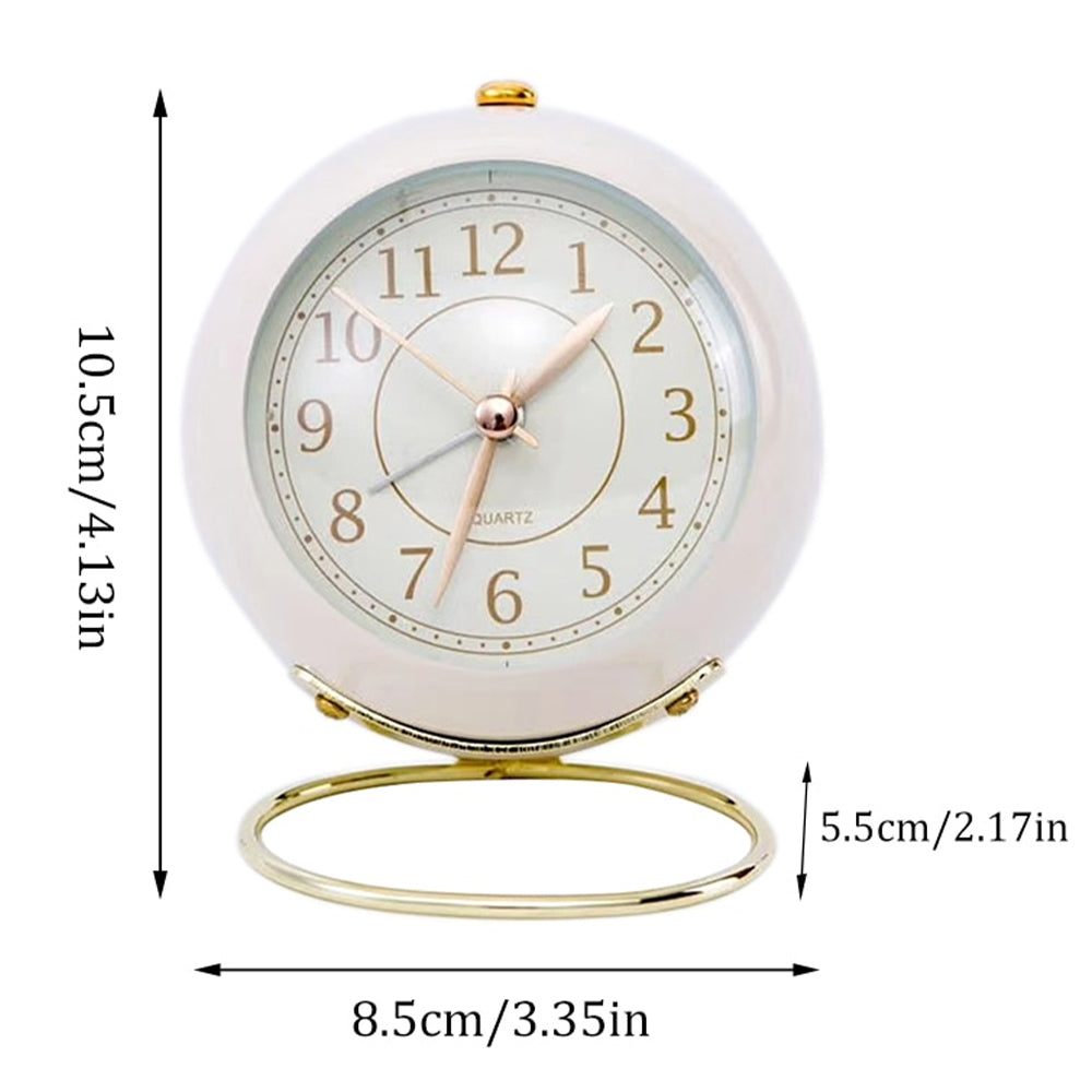 Silent Metal Non-Ticking Bedside Desk Clock Bedroom Decor