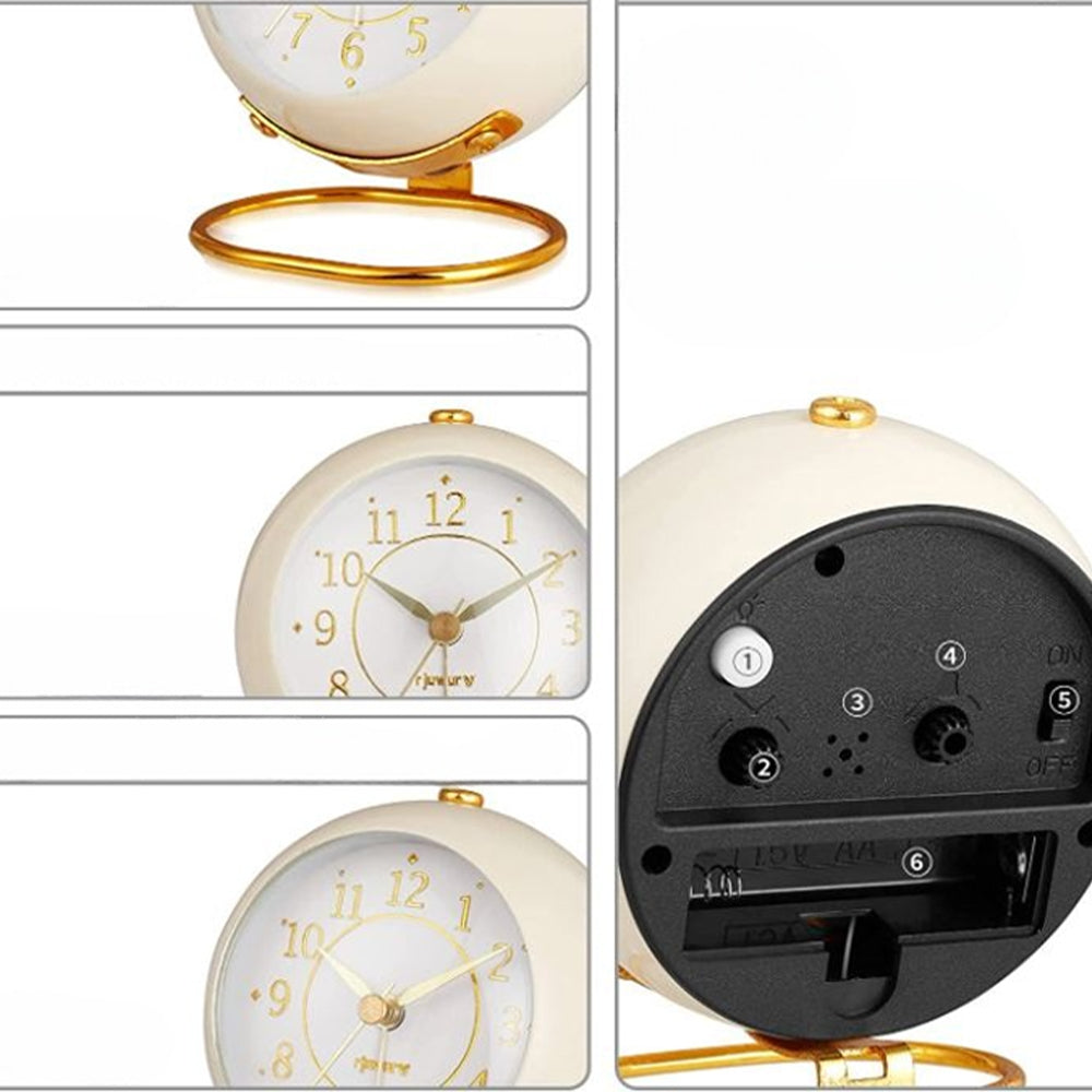 Silent Metal Non-Ticking Bedside Desk Clock Bedroom Decor
