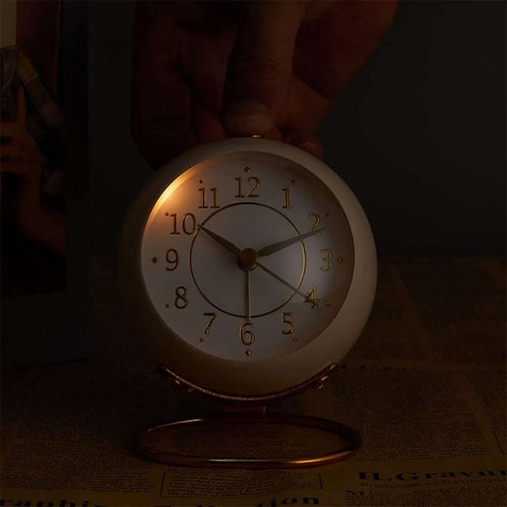 Silent Metal Non-Ticking Bedside Desk Clock Bedroom Decor
