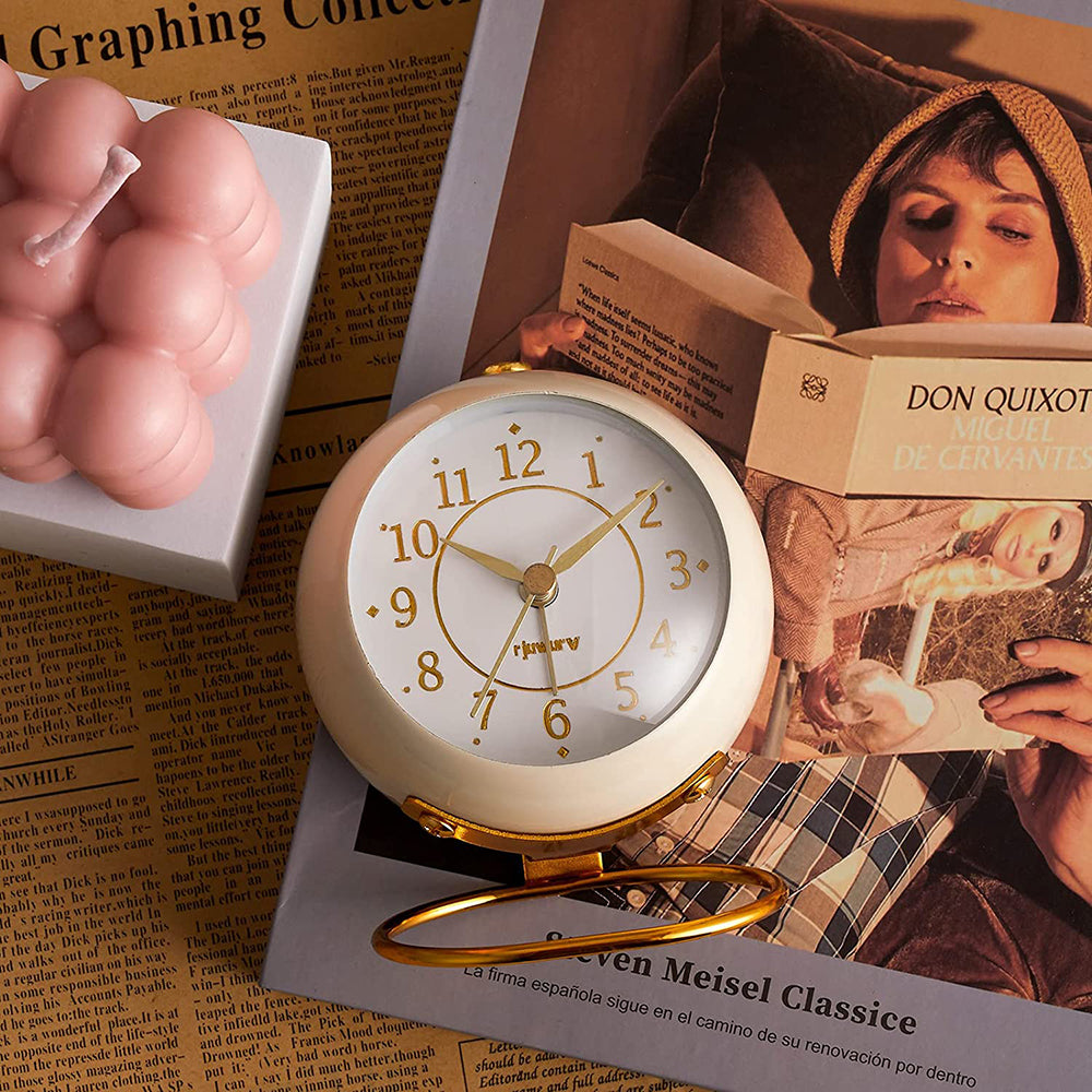 Silent Metal Non-Ticking Bedside Desk Clock Bedroom Decor