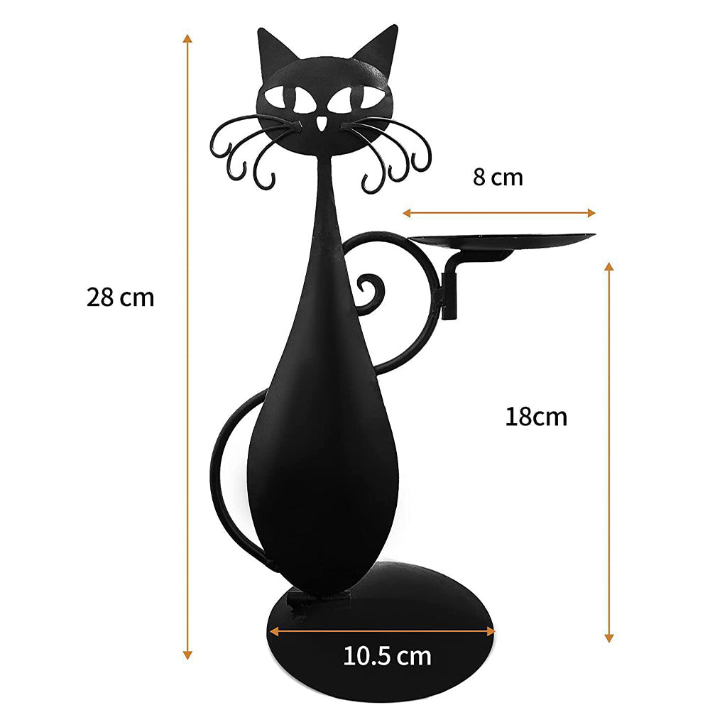 Black Cat Candle Holder Pillar Candles Led Flameless