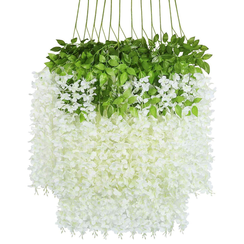 12Pcs Artificial Hanging Silk Garland Vine Flowers Garden Decoration