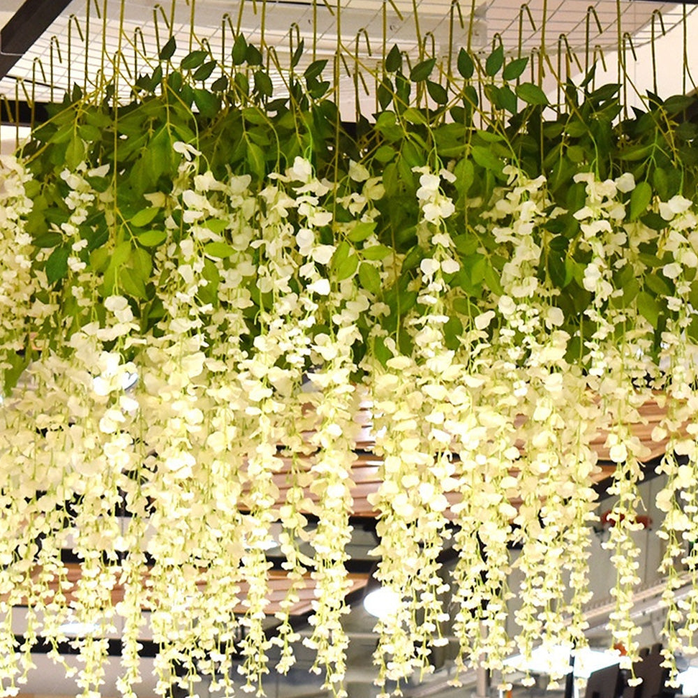 12Pcs Artificial Hanging Silk Garland Vine Flowers Garden Decoration