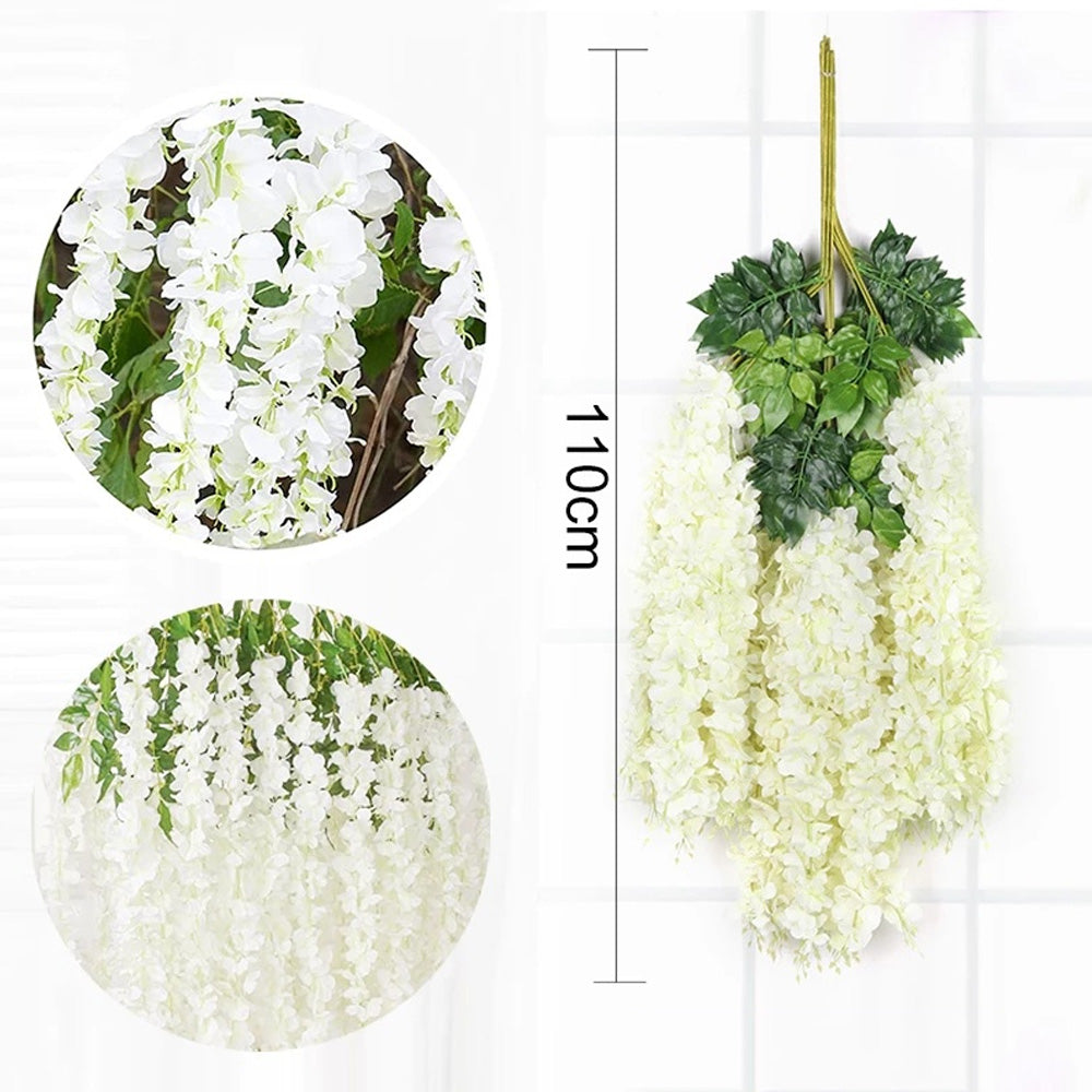 12Pcs Artificial Hanging Silk Garland Vine Flowers Garden Decoration
