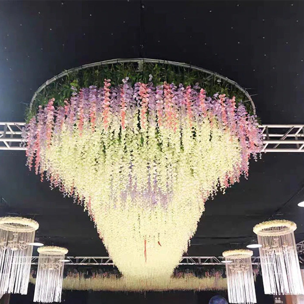 12Pcs Artificial Hanging Silk Garland Vine Flowers Garden Decoration