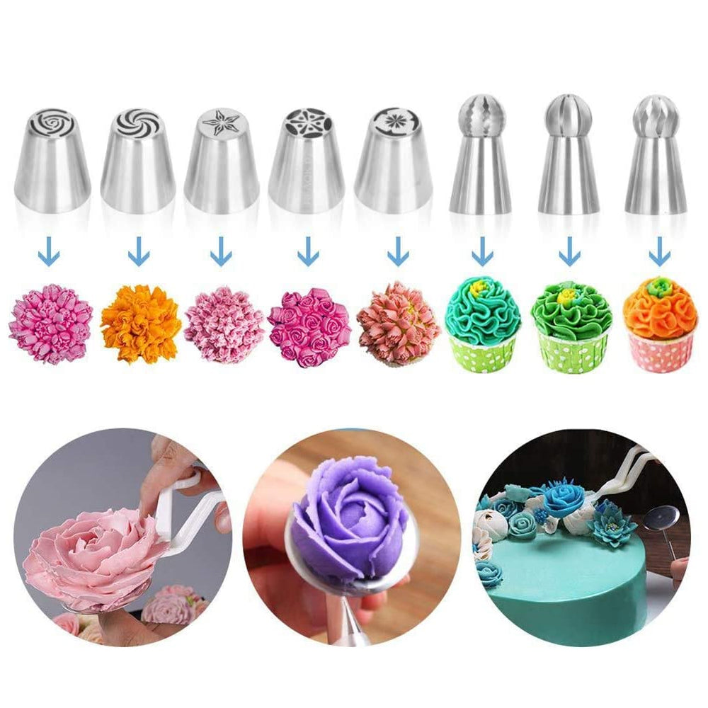 170Pcs Cake Decorating Kit Turntable Flower Piping Nozzles