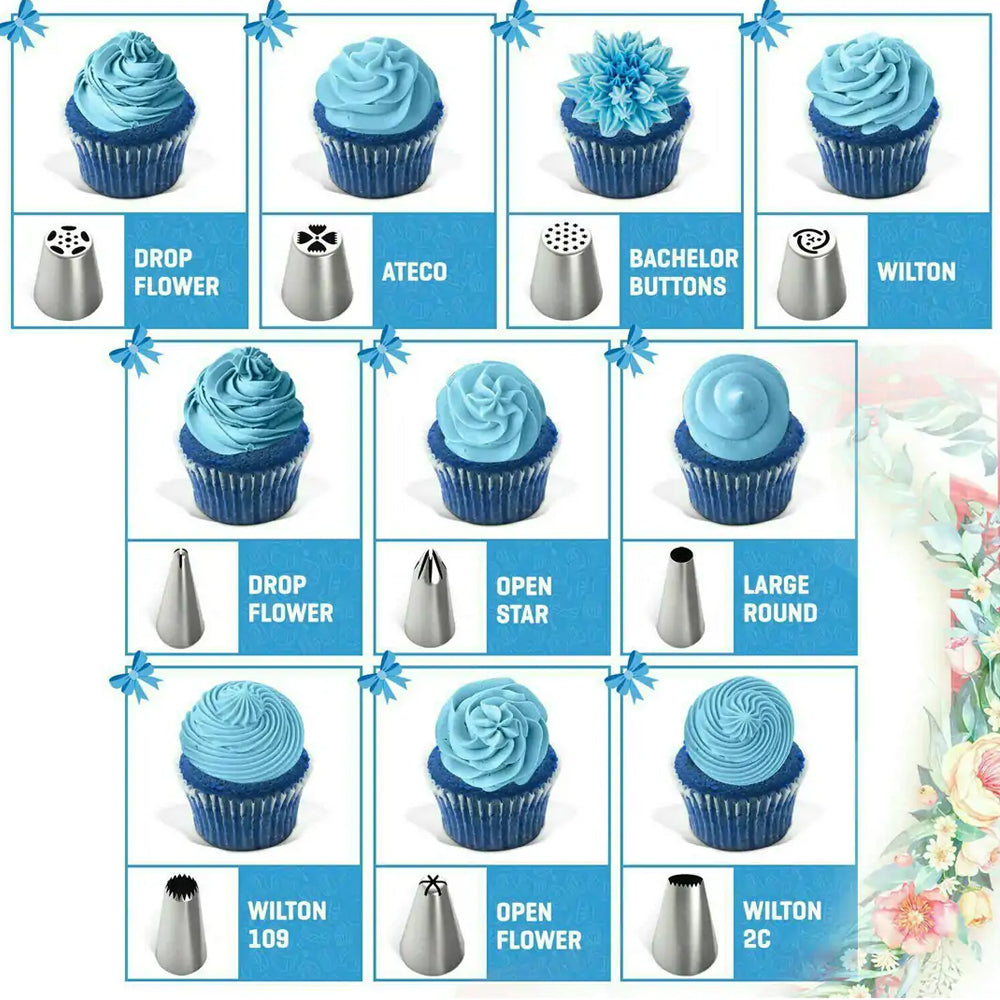 170Pcs Cake Decorating Kit Turntable Flower Piping Nozzles