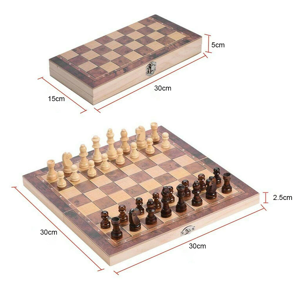 3-In-1 Large Folding Chessboard Checkers Gaming Set