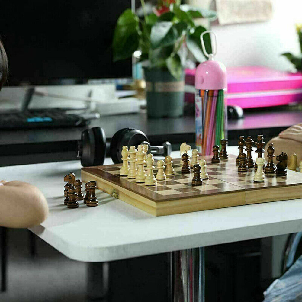 3-In-1 Large Folding Chessboard Checkers Gaming Set