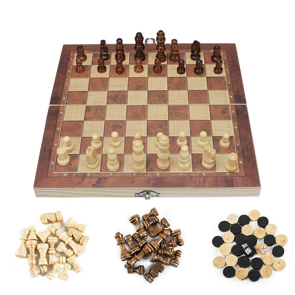 3-In-1 Large Folding Chessboard Checkers Gaming Set