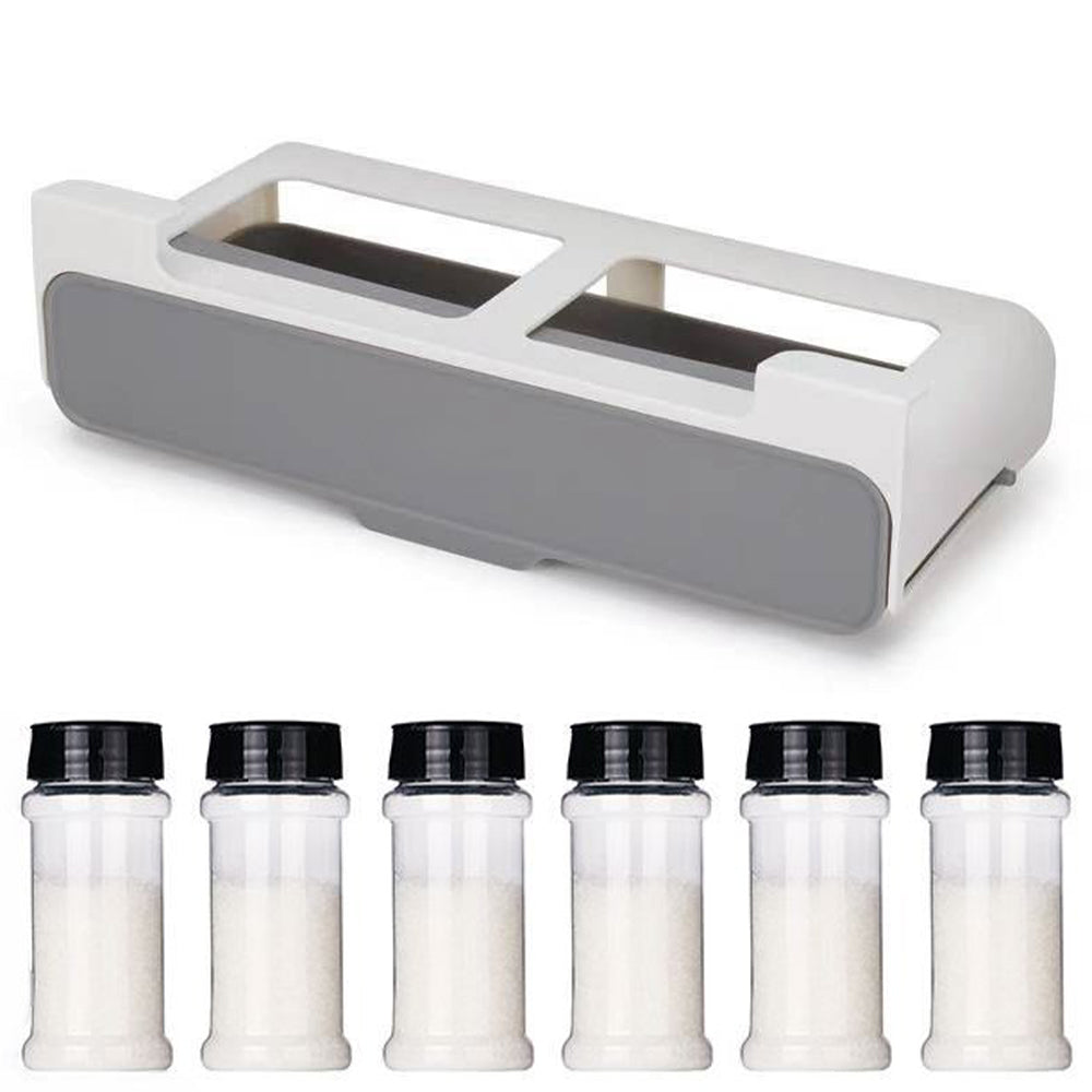 Under-Shelf Spice Rack 6 Seasoning Bottles Kitchen Cabinet Organiser