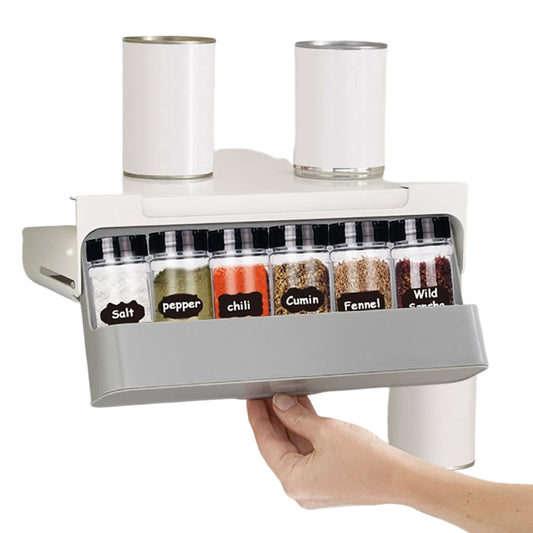 Under-Shelf Spice Rack 6 Seasoning Bottles Kitchen Cabinet Organiser