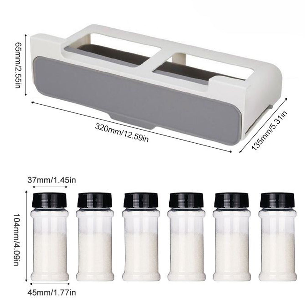 Under-Shelf Spice Rack 6 Seasoning Bottles Kitchen Cabinet Organiser