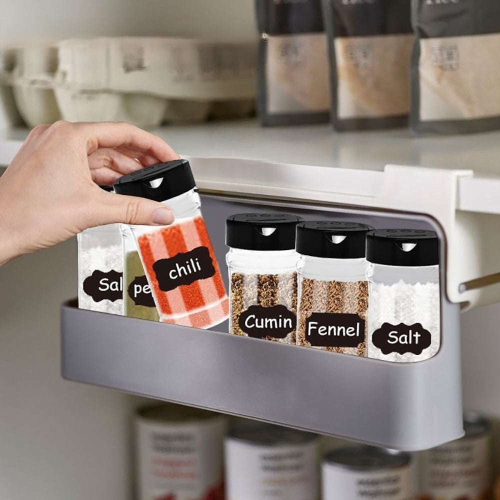 Under-Shelf Spice Rack 6 Seasoning Bottles Kitchen Cabinet Organiser