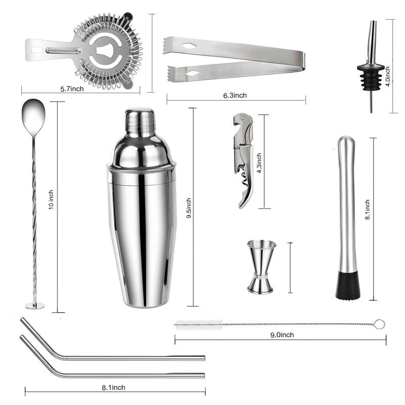 20Pcs 750Ml Cocktail Shaker Set Stainless Steel Bartending Kit
