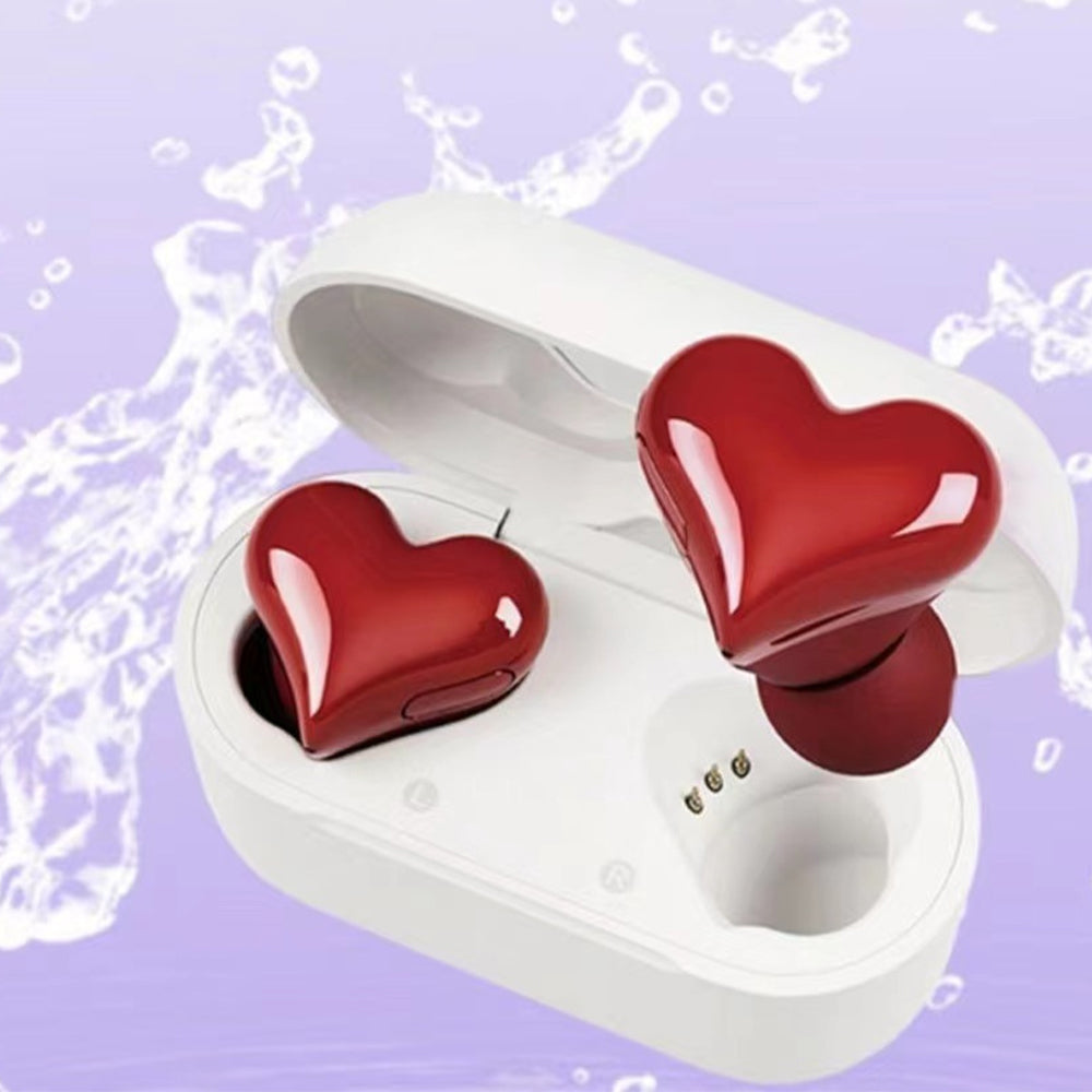 Wireless Bluetooth Heart Style Earphones Usb Rechargeable