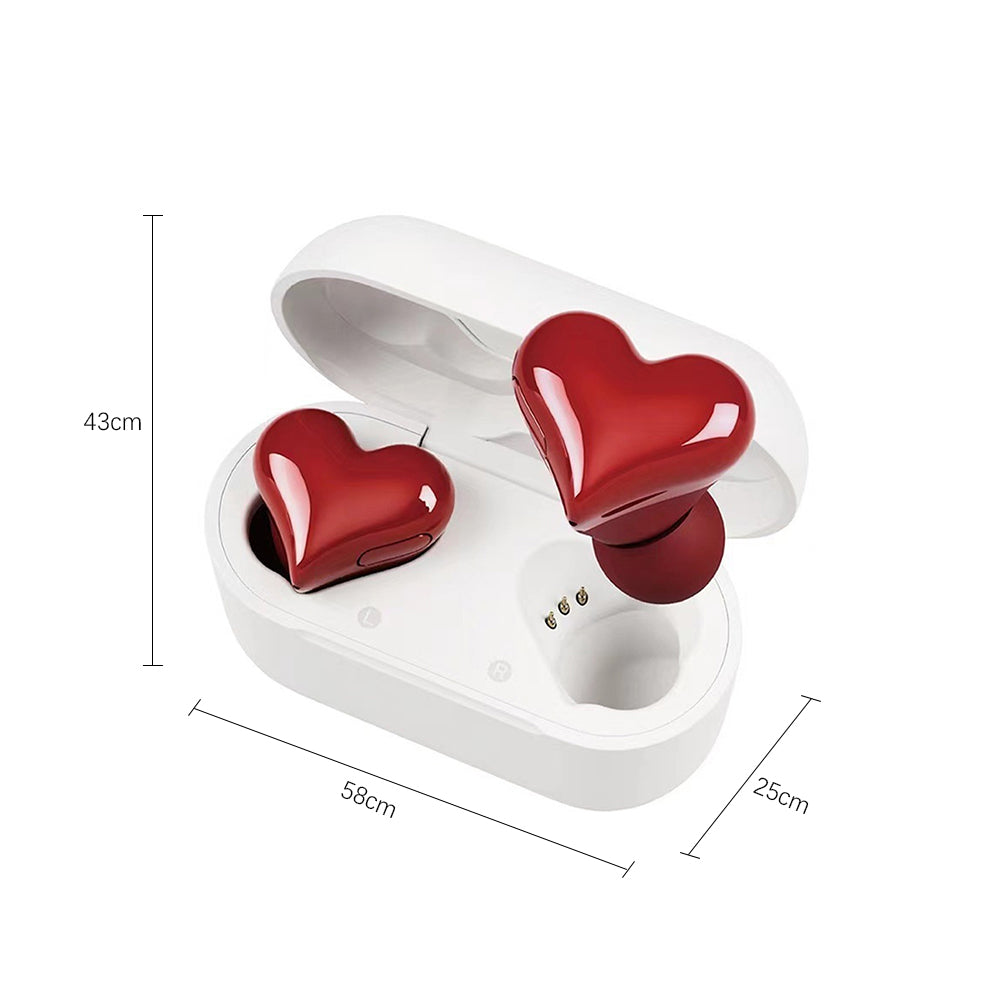 Wireless Bluetooth Heart Style Earphones Usb Rechargeable