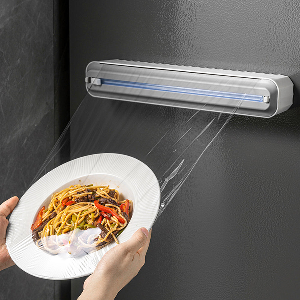 Food Film Dispenser Aluminum Foil Cling Wrap Holder And Cutter