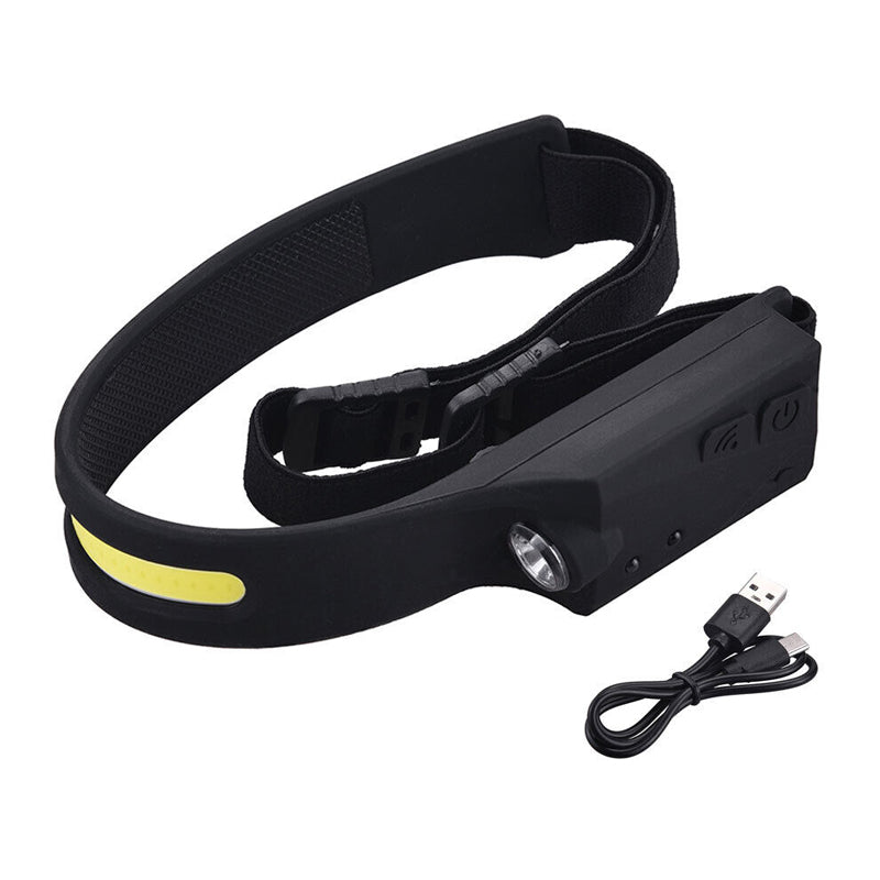 Cob Led Sensor Headlamp With 5 Lighting Modes- Usb Rechargeable