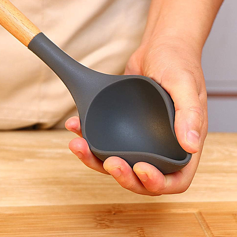 12Pcs Heat-Resistant Silicone And Wood Kitchen Cooking Utensil Set