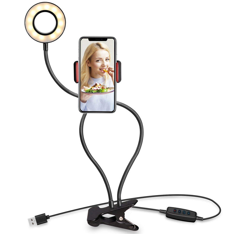 Flexible Clip-On Photography Selfie Ring Light With Brightness