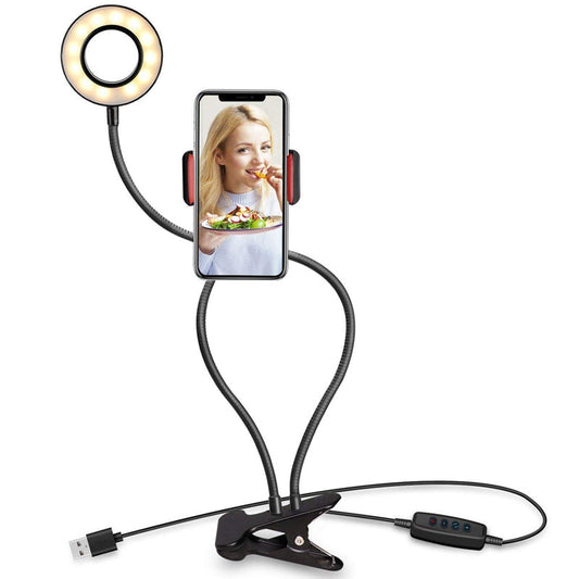 Flexible Clip-On Photography Selfie Ring Light With Brightness